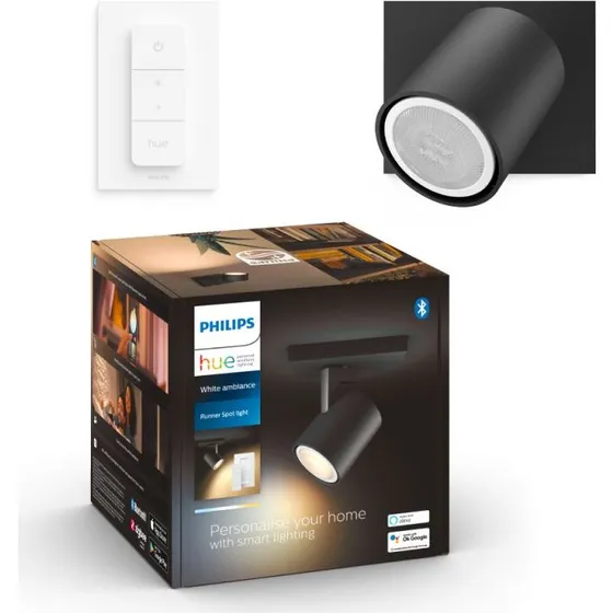 Philips Hue Runner enkelt spot sort  White Ambiance, med dimmer