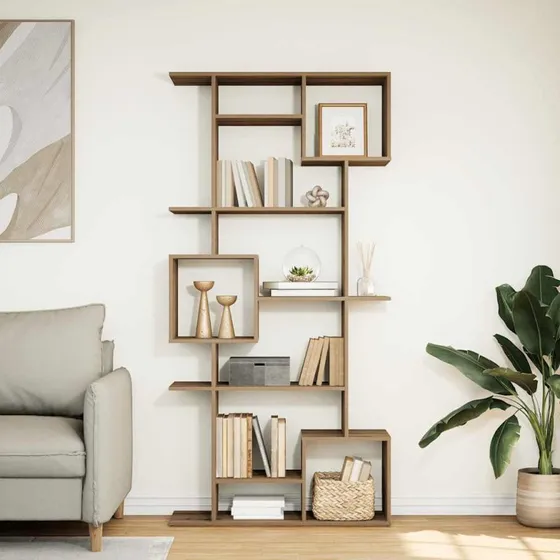 Bogskab i konstrueret træ 92x29x188 cm – egetræsfarvet