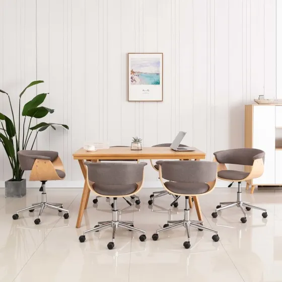 6 stk. drejelige spisebordsstole i grbrun stof