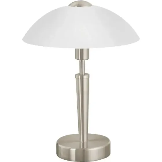 EGLO Solo 1 bordlampe, hvid satin/nikkelmat med Touch