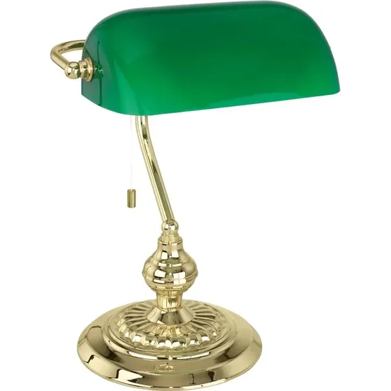 EGLO Banker bordlampe i messing med grnt glas