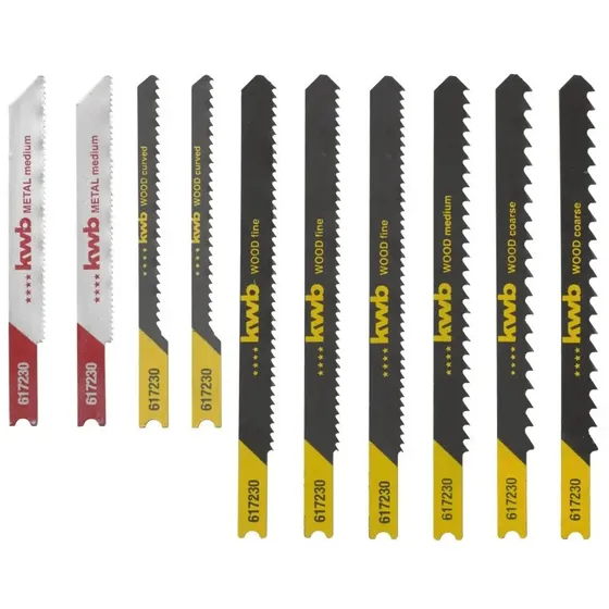 KWB Stiksavsklinger 10 dele (8 træ, 2 metal)