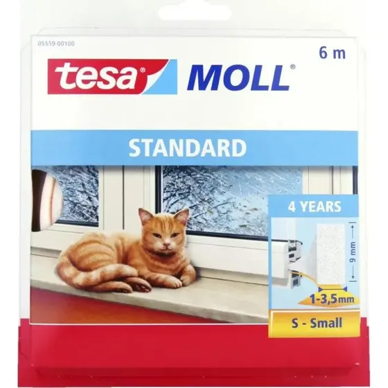 Tesa Moll I-profil ttningsliste 9 mm x 6 m - hvid