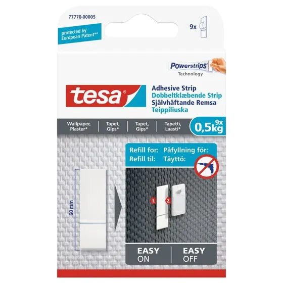 tesa Powerstrips Refill 0,5 kg til tapet og gips (9 stk)