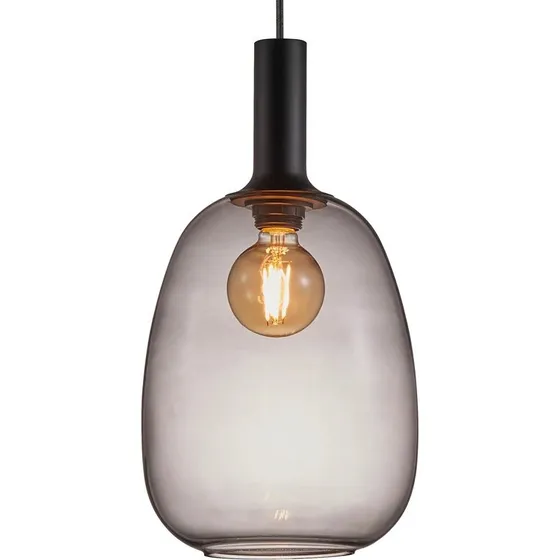 Nordlux Alton 23 Pendel – røgfarvet glas, sort top