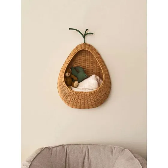 ferm LIVING Pære flettet vægkurv i rattan - Natural