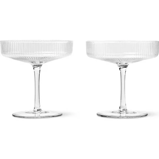 Ferm Living Ripple Champagne Saucer 2-pak – klar