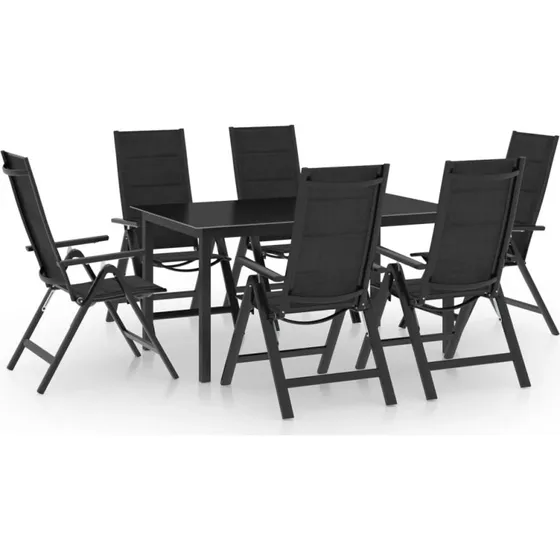 Spisebordssæt til have 7 dele i antracit aluminium
