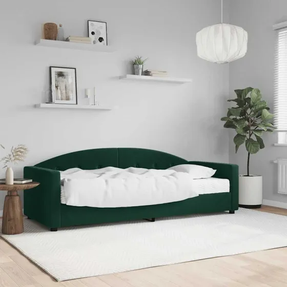 Daybed 2-i-1 med madras 80x200 cm - Velour mørkegrøn