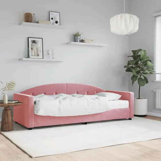 Daybed med madras 80x200 cm - velour pink