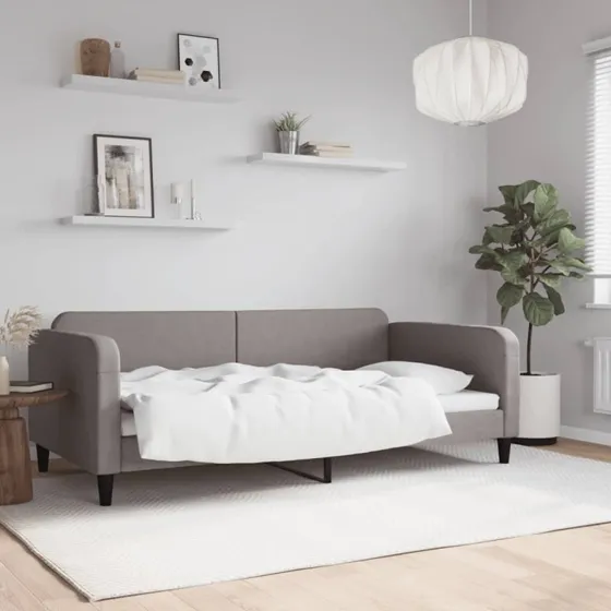 Daybed 100x200 cm stof, gråbrun – 2-i-1 sovesofa