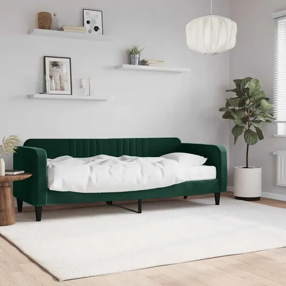 Daybed 2-i-1 med madras 80x200 cm, velour mørkegrøn