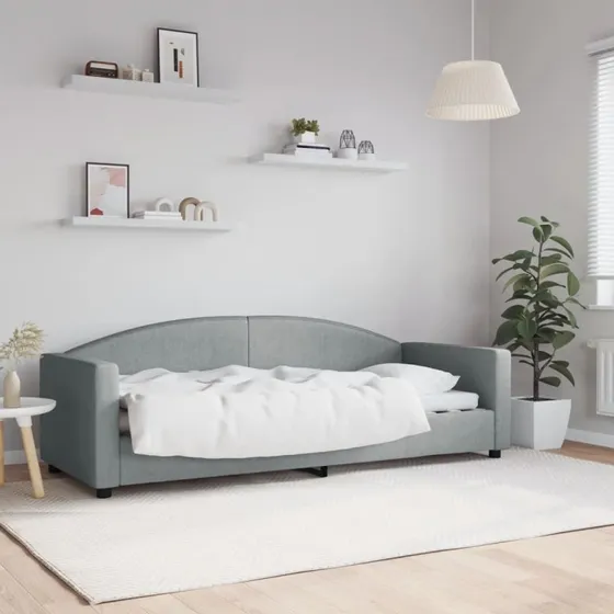 Daybed 80x200 cm stof lysegrå – 2-i-1 sovesofa