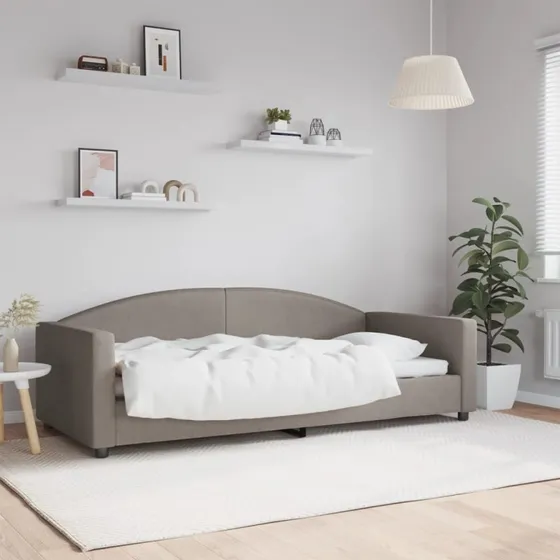 Daybed 90x200 cm stof gråbrun – 2-i-1 sovesofa
