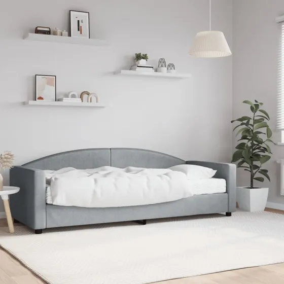 Daybed med madras 80x200 cm, stof lysegrå