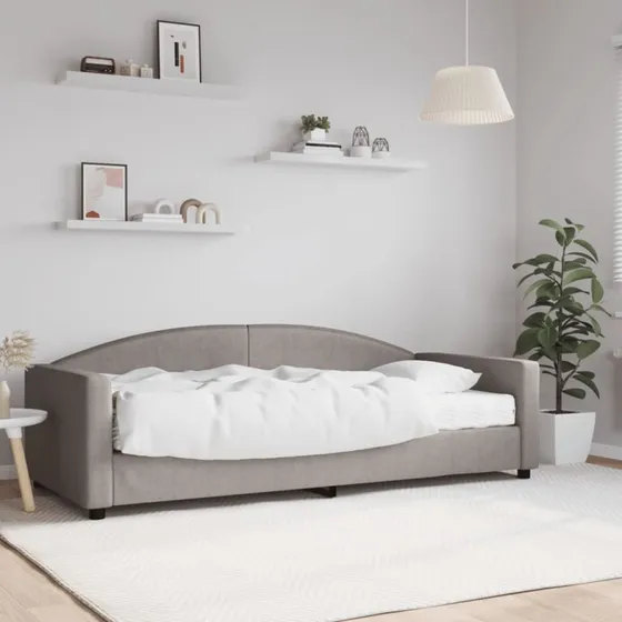 Daybed 90x200 cm i gråbrunt stof med madras