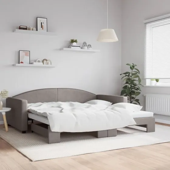 Daybed med udtræk 100x200 cm – gråbrun stof