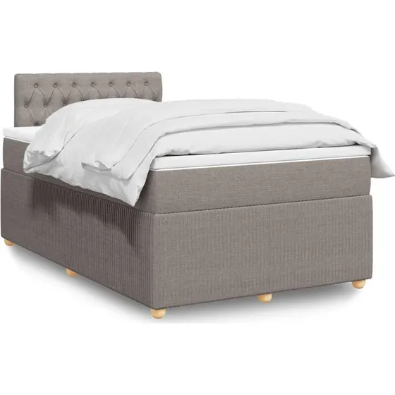 Kontinentalseng 120x190 cm med pocket-madras - gråbrun stof