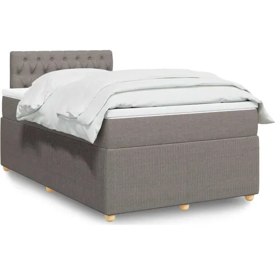 Kontinentalseng 120x190 cm med madras – gråbrun stof