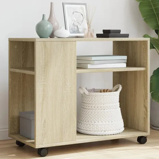 Sidebord med hjul 70x35x60 cm - Sonoma-eg