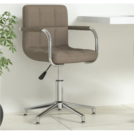 Drejelig kontorstol i stof, grbrun  justerbar & forkromet stel
