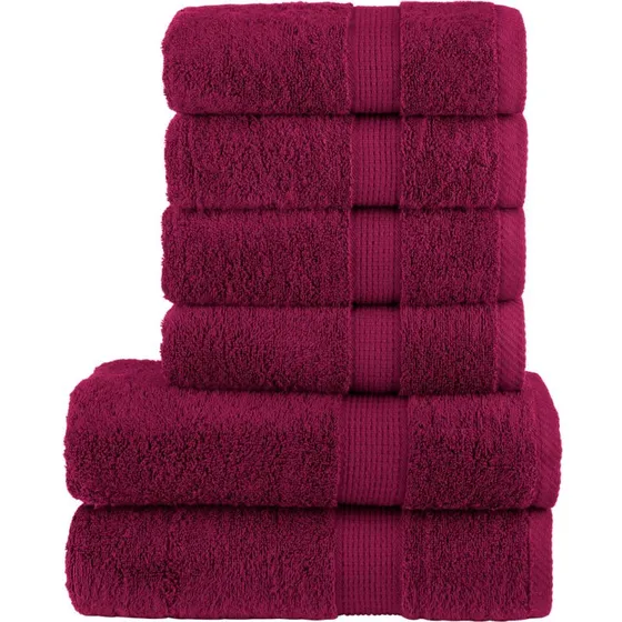 SOLUND håndklæder 6 stk 600 g/m² - bordeaux