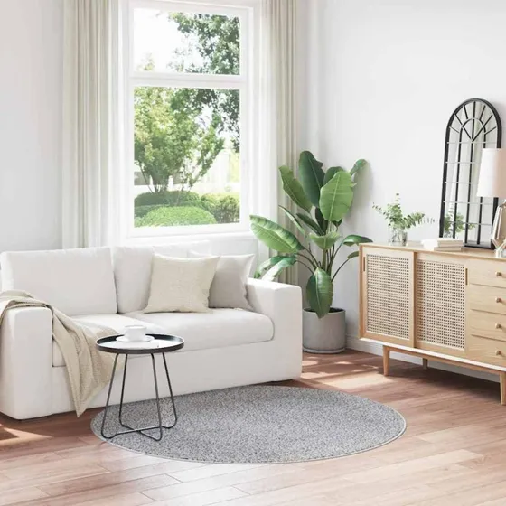 Shaggy tppe med skridsikker bund 160x160 cm - Gr