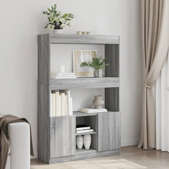 Reol 92x33x140 cm i konstrueret træ – Sonoma-eg grå