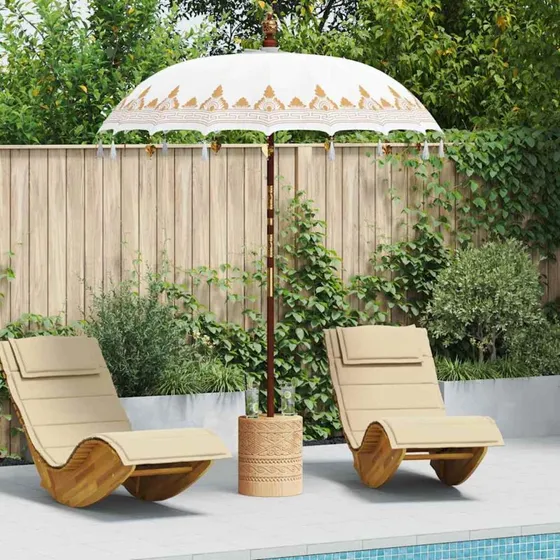 Balinesisk parasol creme 185x185x260 cm