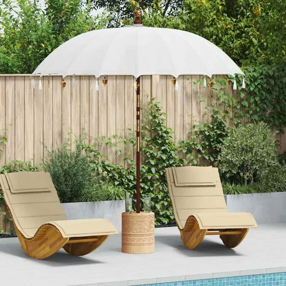 Balinesisk parasol creme 220x220x260 cm – håndlavet