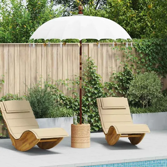 Balinesisk parasol creme 190×190×260 cm