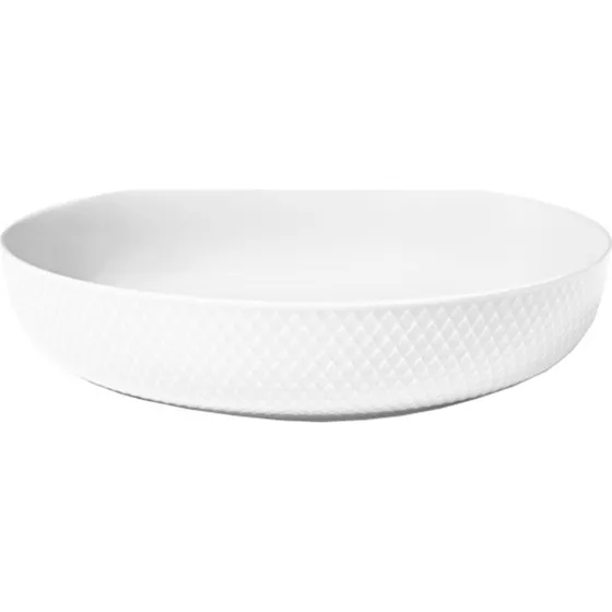 Lyngby Porcelæn Rhombe serveringsskål 28 cm, hvid