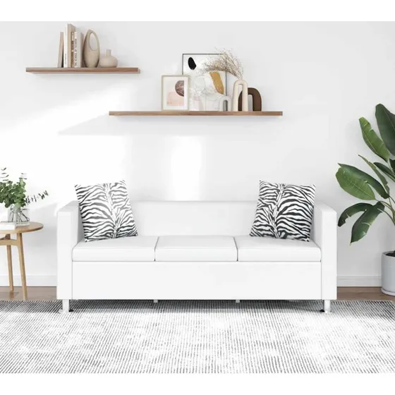 3-pers. sofa i hvidt kunstlæder — kompakt & stilren
