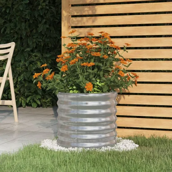 Plantekrukke 40x40x36 cm galvaniseret stål - sølv