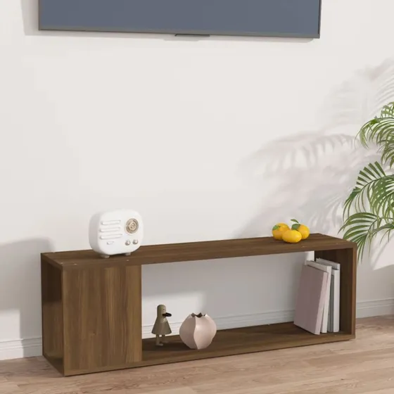TV-bord 100x24x32 cm i konstrueret træ, brun egetræ