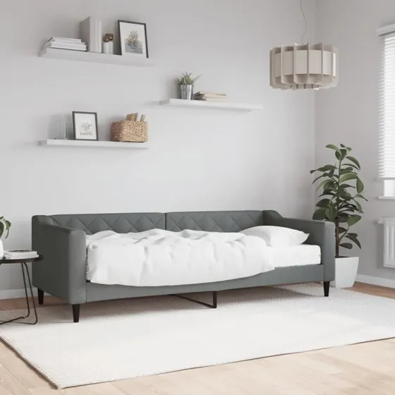 Daybed med madras 80x200 cm - mørkegrå stof