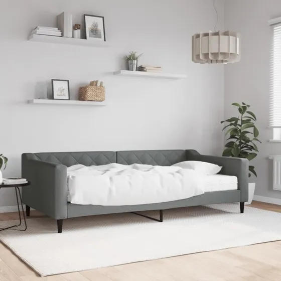 Daybed med madras 100x200 cm - mørkegrå stof