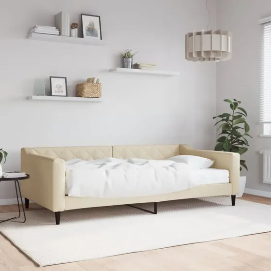 Daybed med madras 100x200 cm - creme stof