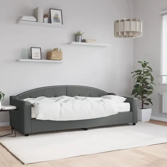 Daybed 80x200 cm med madras - mørkegrå stof