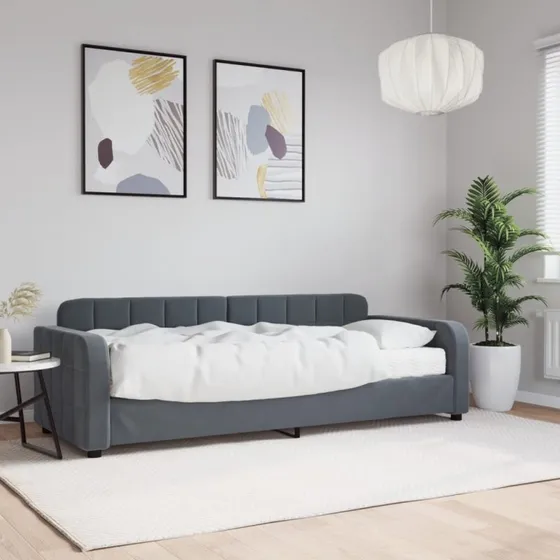 Daybed med madras 80x200 cm - mørkegrå velour