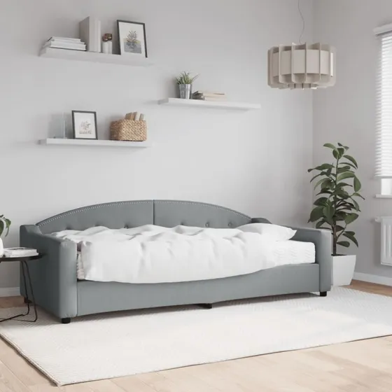 Daybed 90x200 cm med madras – lysegrå stof