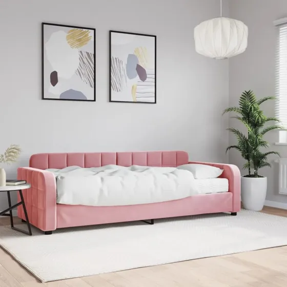 Daybed 80x200 cm med skummadras - velour pink