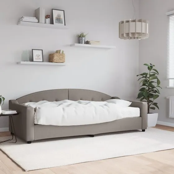 Daybed med madras 90x200 cm i gråbrun stof