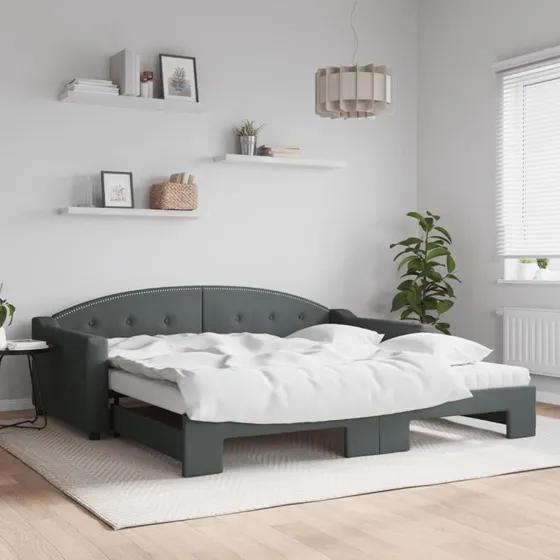 Daybed med udtræk 100x200 cm stof mørkegrå