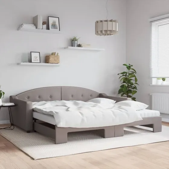 Daybed med udtræk og madras 100x200 cm – gråbrun stof