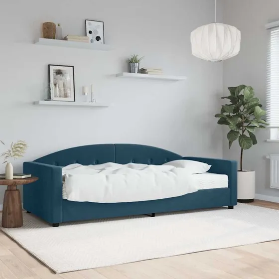 Velour daybed med madras 90x200 cm – blå