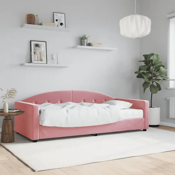 Daybed 2-i-1 med madras 90x200 cm - Pink velour