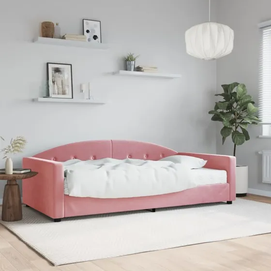 Daybed 100x200 cm med madras - velour pink