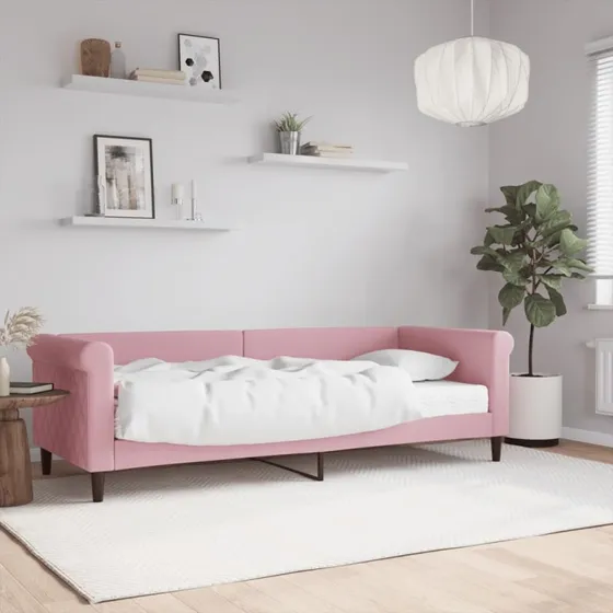 Daybed med madras 80x200 cm i velour (pink)