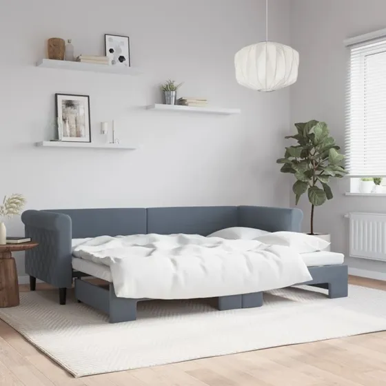 Daybed med udtræk 80x200 cm velour mørkegrå